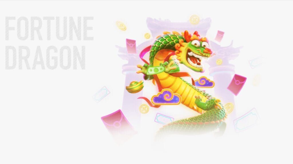 O dragão do jogo Fortune Dragon, com os símbolos de aposta.