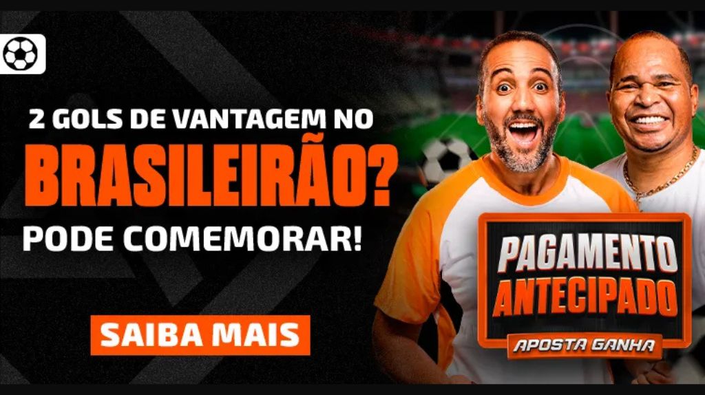 Placar de um jogo de futebol em uma tela de aposta da ApostaGanha, indicando o pagamento antecipado.