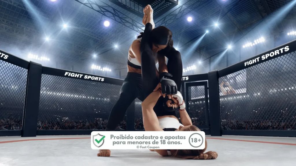 Dois lutadores de MMA no octógono, prontos para a luta.