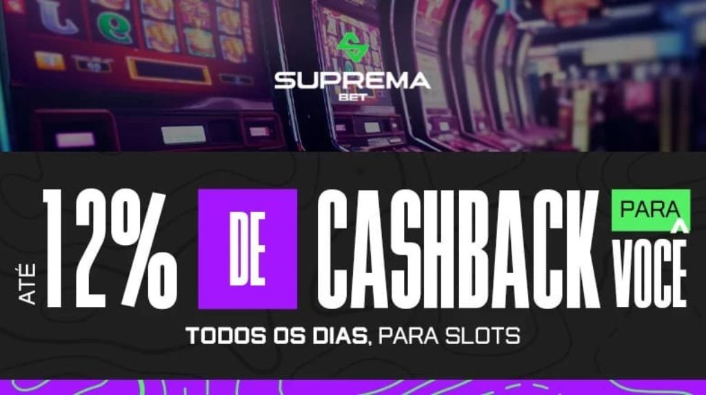 Símbolos de moedas e cifrões representando o bônus de cashback de até 12% em jogos de slots na Suprema Bet.