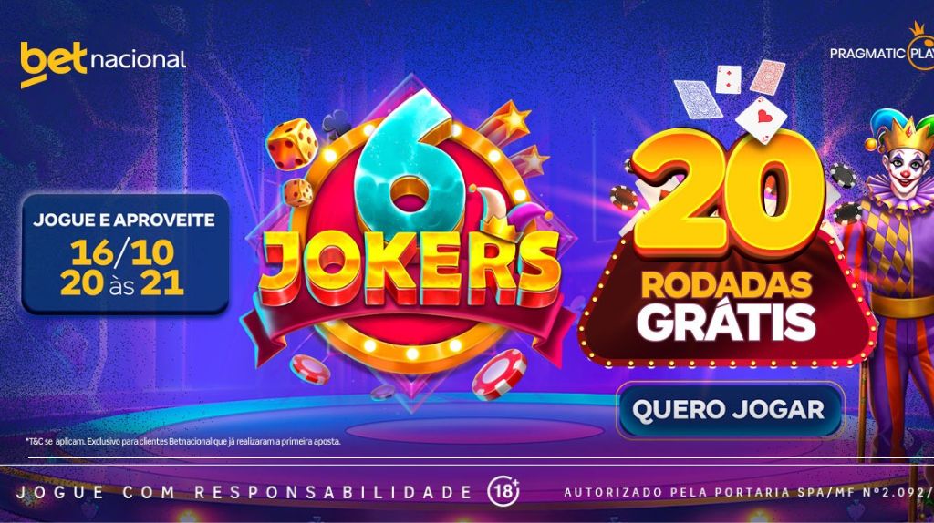 Alerta de Rodadas Grátis, Amanhã vamos ter 20 Rodadas Grátis no 6 Jokers. Data da promoção: 16/10. Horário: 20 as 21h