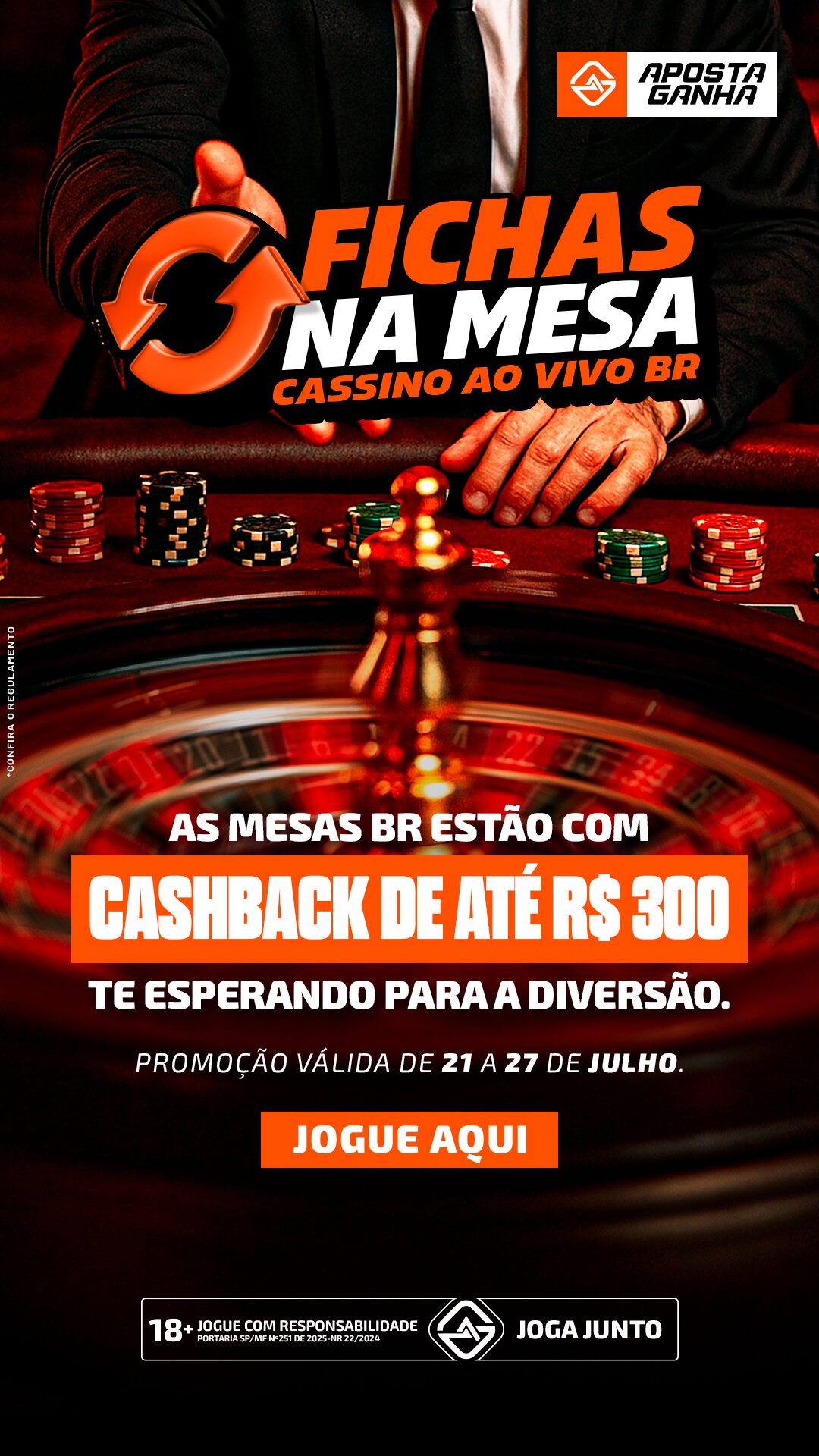 STORIES - ROLETA CASHBACK SEMANAL FICHAS NA MESA