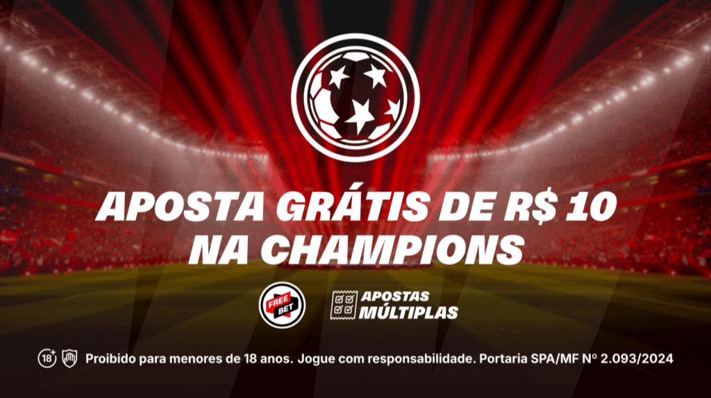 Logo da KTO destacando a promoção de aposta grátis de R$ 10 na Champions League.