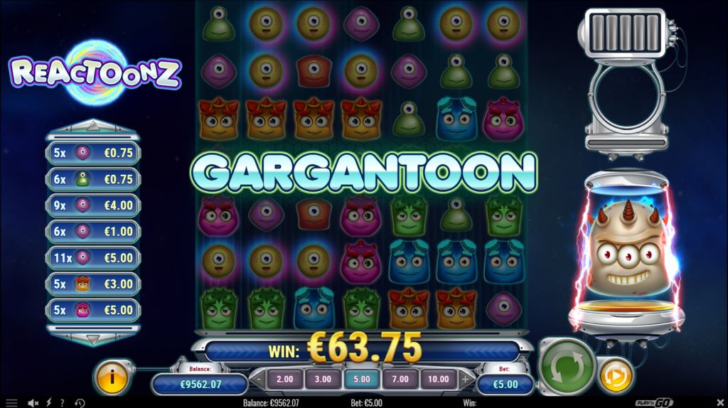 Slot Reactoonz versão demo grátis da Play’n GO.