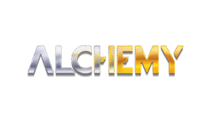 Logo da desenvolvedora de jogos de cassino online Alchemy Gaming.