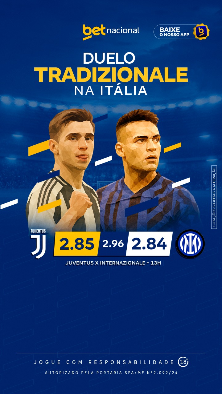 A Betnacional apresenta cotações para o "Duelo Tradizionale" na Itália, entre Juventus e Internazionale.