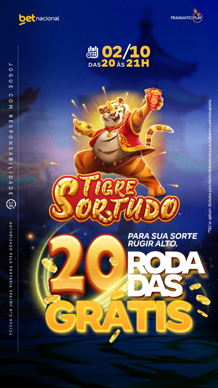 Betnacional Tigre Sortudo – 20 rodadas grátis no dia 02 de outubro de 2025, promoção especial para clientes verificados.